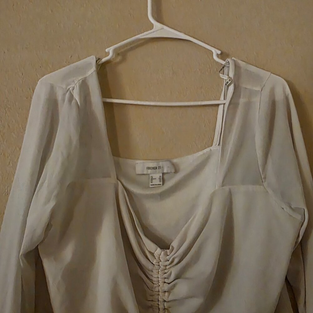 Forever 21 Size 2X White Mesh Cropped Blouse - Picture 3 of 7